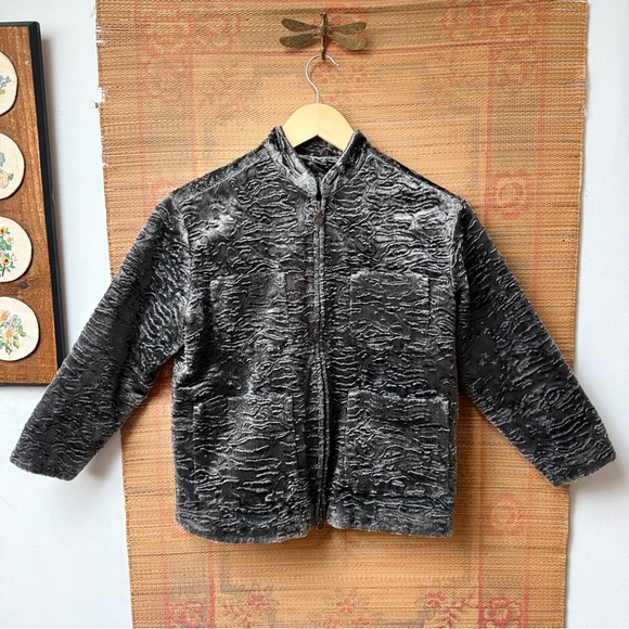 Pinco Pallino Other - Pinco Pallino Italian Designer Faux Persian Lamb Fur Contemporary Grey Jacket